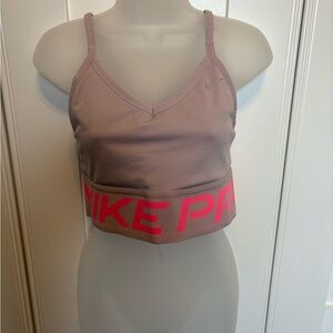 Nike Taupe Sports Bra with Pink Accents